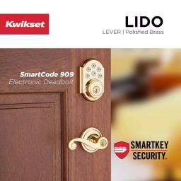 Kwikset Lido Polished Brass Exterior Entry Door Lever with SmartKey Security thumbnail 7