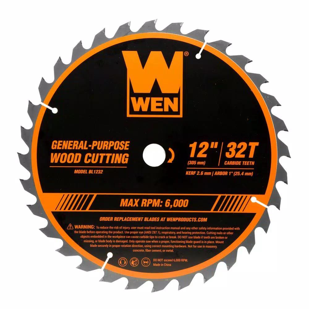 WEN 12 in. Carbide-Tipped Woodworking Saw Blade Set, 32-Tooth & 80-Tooth (2-Pack)