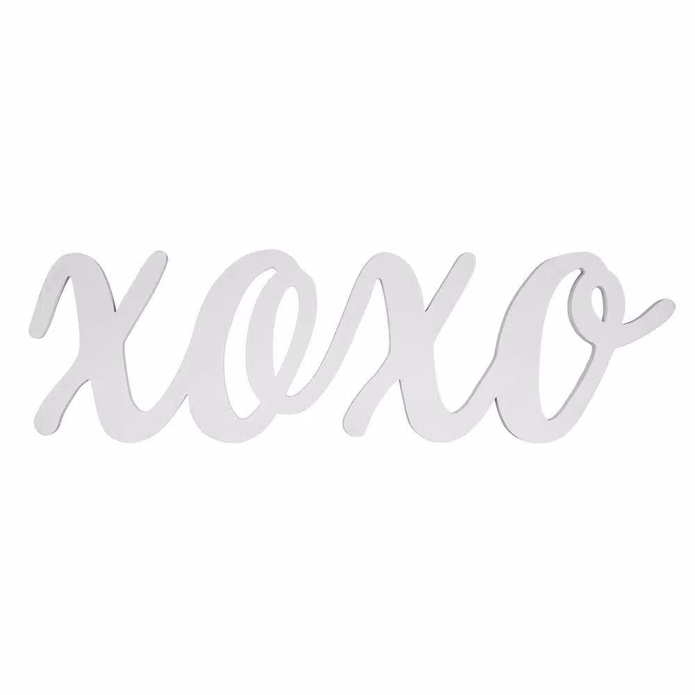 Pinnacle Script XOXO White Wood Decorative Sign - Large Handcrafted Farmhouse Wall Decor