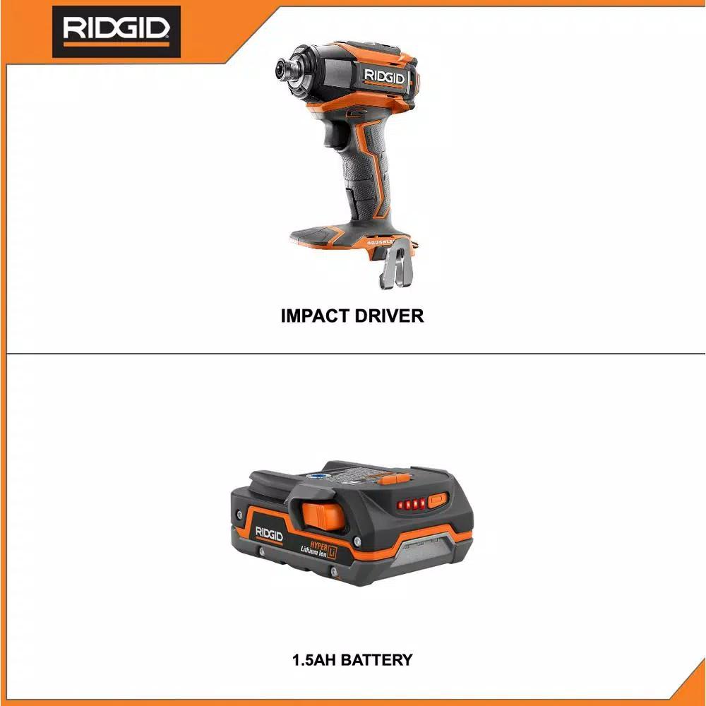 RIDGID 18V Brushless 1/4 in. 3-Speed Impact Driver Kit with 1.5 Ah Lithium-Ion Battery