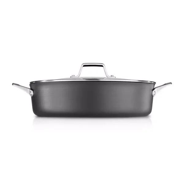 Calphalon Premier 7 qt. Hard-Anodized Aluminum Nonstick Saute Pan with Glass Lid, Black