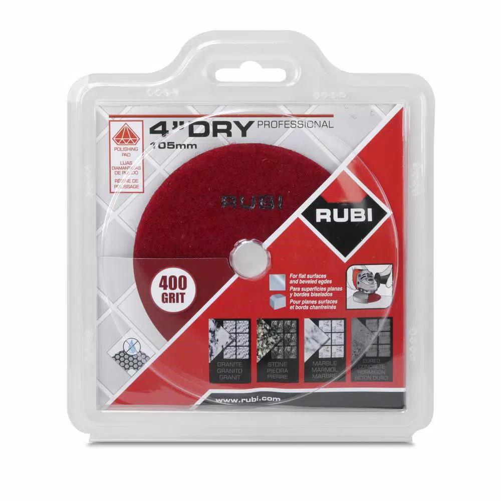 Rubi 4 in. 400 Grit Resin Dry Polishing Pad for Engineered Stone, Concrete, Marble & Granite