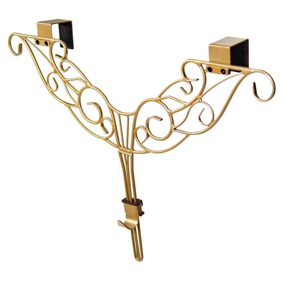 Village Lighting Company 19 in. Gold Antler Adjustable Wreath Hanger, Durable Wrought Iron