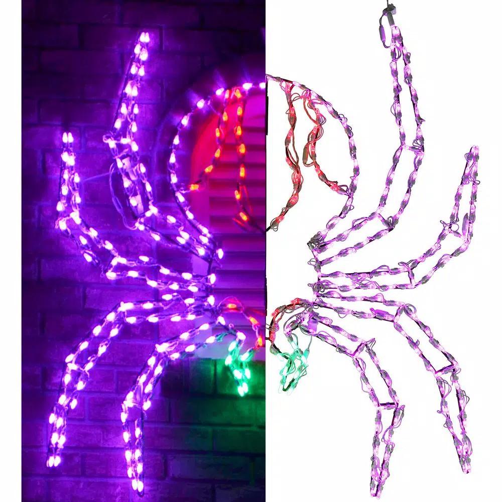 Haunted Hill Farm 48 in. x 40 in. Creepy Crawling Spider LED Halloween Window Light