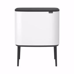 Brabantia Bo 9 Gallon Dual Compartment White Steel Rectangular Touch Bin with Removable Buckets thumbnail 1