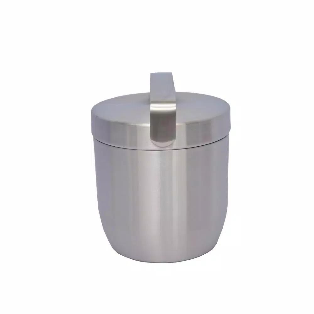 Unbranded Apple 6.75 in. Stainless Steel Ice Bucket with Lid, Matte Finish