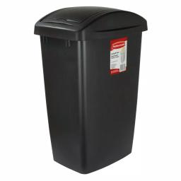 Rubbermaid 12.5 Gal. Black Swing Top Plastic Wastebasket thumbnail 1