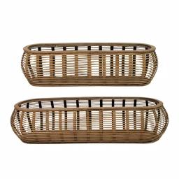 Stratton Home Decor Tulum Handcrafted Wooden Rattan Baskets, Set of 2 thumbnail 1