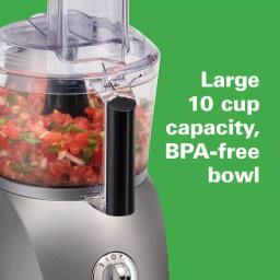 Hamilton Beach 10-Cup Food Processor, 525W, 3-Speed Grey thumbnail 2