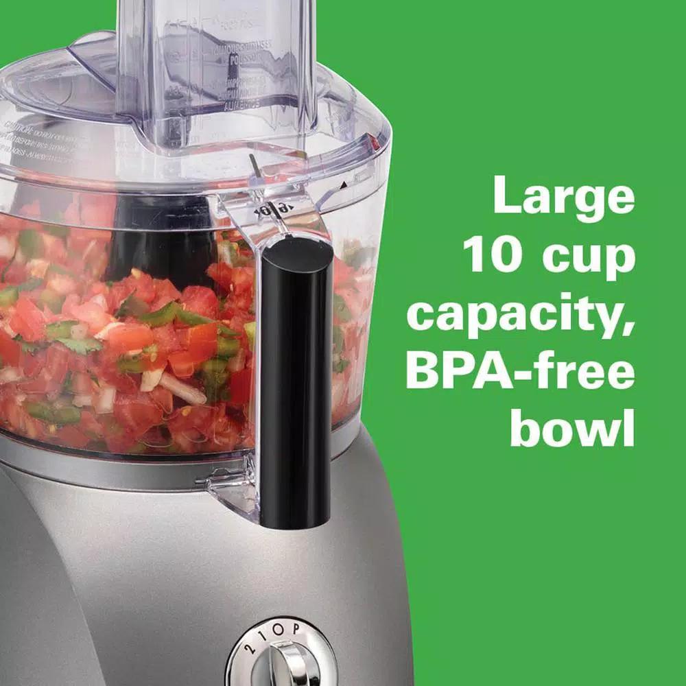 Hamilton Beach 10-Cup Food Processor, 525W, 3-Speed Grey