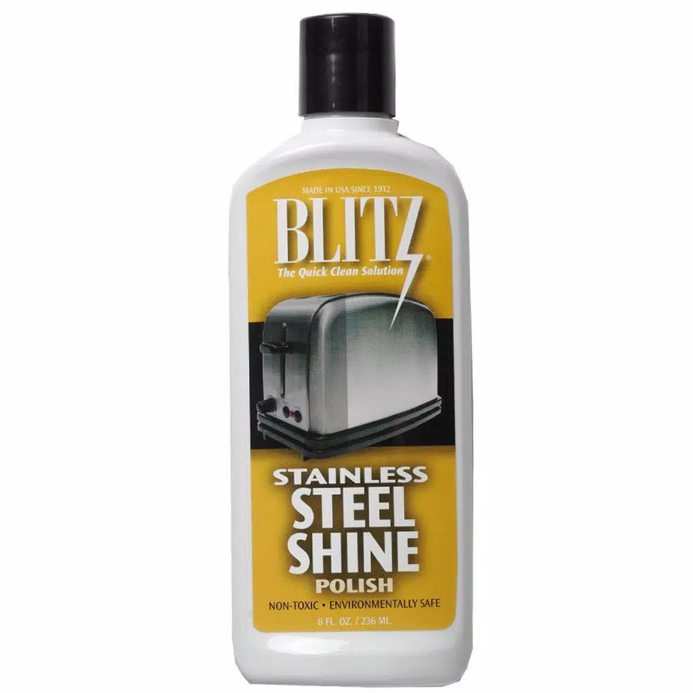 Blitz Stainless Steel Shine Polishing Liquid, 8 oz. Non-Toxic Metal Polish