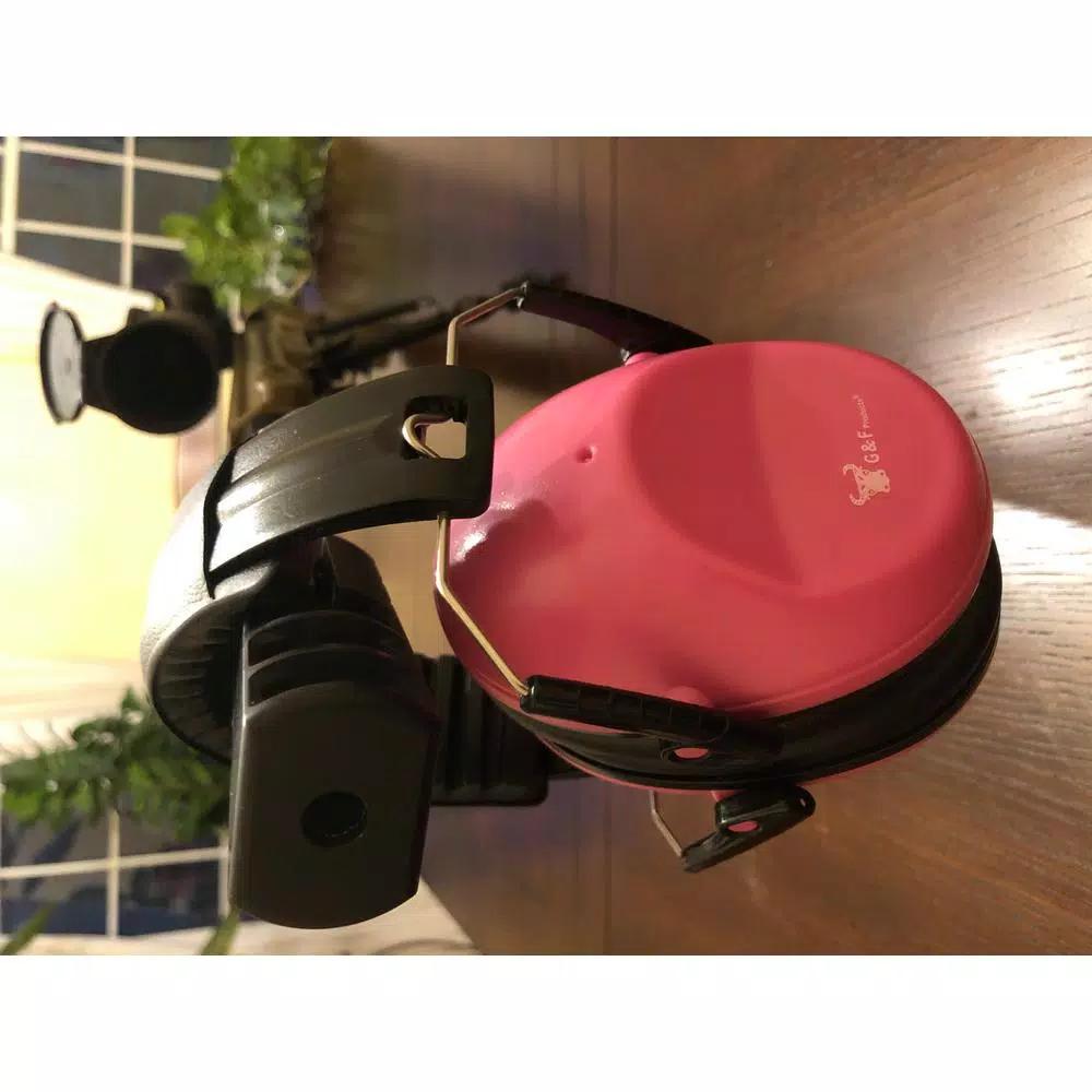 G & F Products Pink Passive Folding Slim Earmuffs for Kids and Women - 26 NRR Hearing Protection