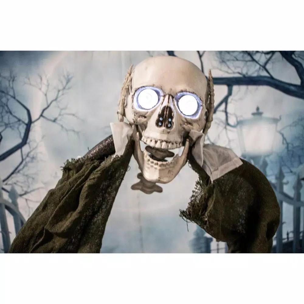 Haunted Hill Farm 5 ft. Animatronic Headless Man Halloween Prop with Talking Skull