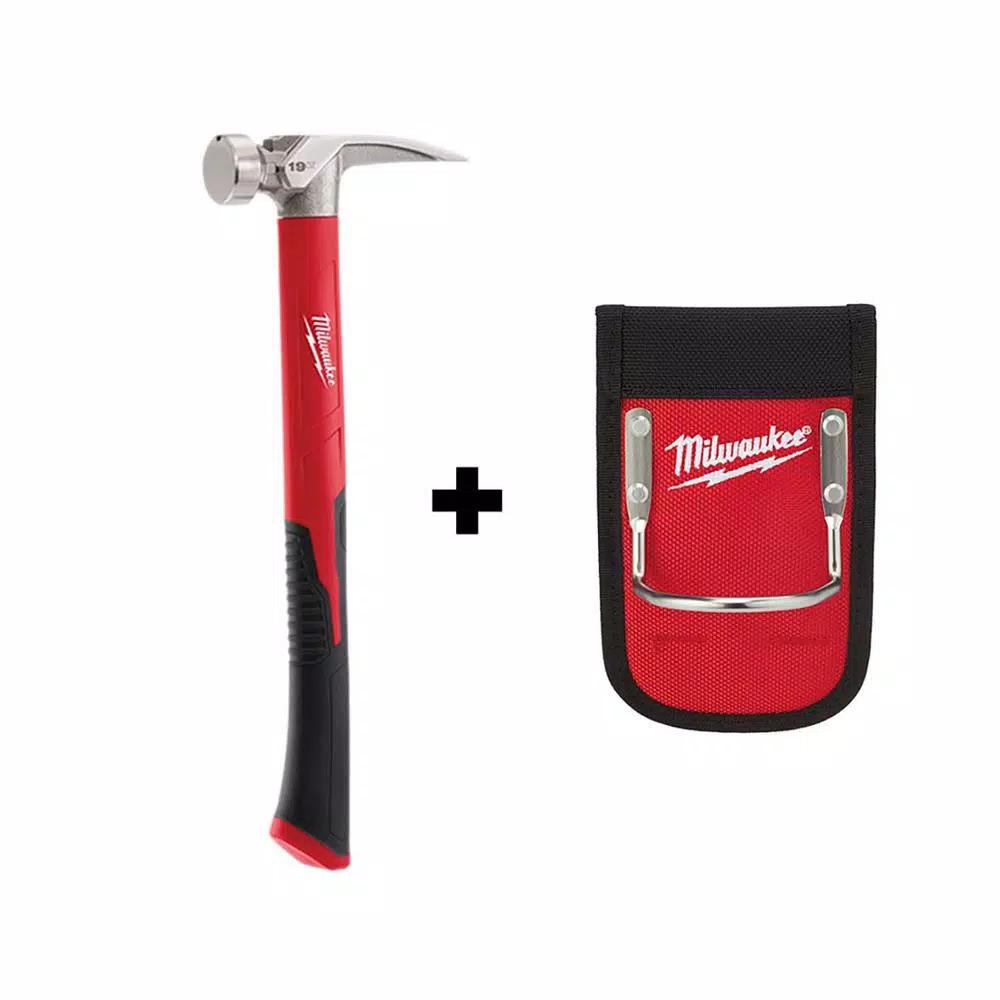 Milwaukee 19 oz. Smooth Face Hammer with Fiberglass Handle and Hammer Loop