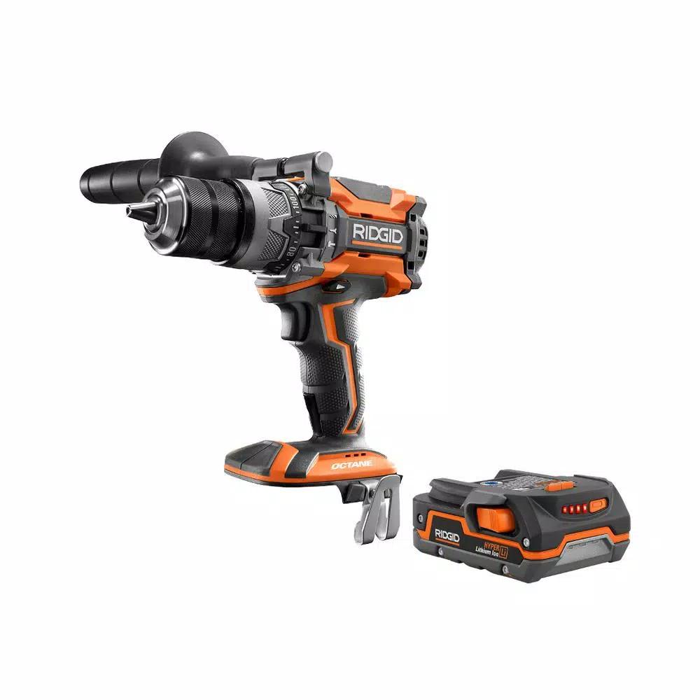 RIDGID 18V OCTANE Brushless 1/2 in. Hammer Drill Driver Kit with 1.5 Ah Battery