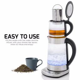 Ovente 1.7L Stainless Steel Glass Electric Kettle with ProntoFill Technology and 27-Oz Teapot Bundle thumbnail 4