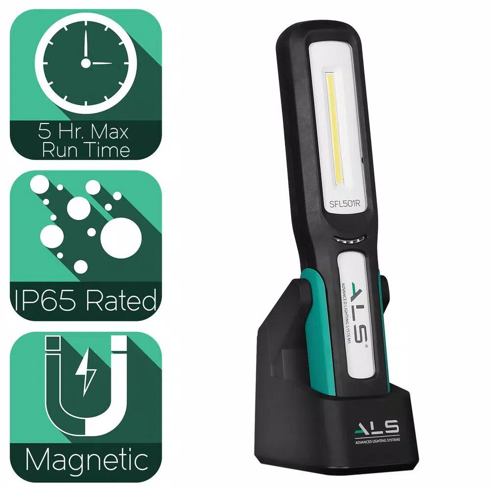 Advanced Lighting Systems 500 Lumens LED Work Light with Magnetic Rotating Stand and Hanging Hook