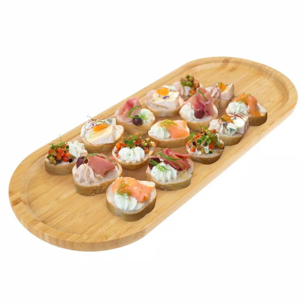 Classic Cuisine Oval Bamboo Serving Tray - Natural Wood Finish