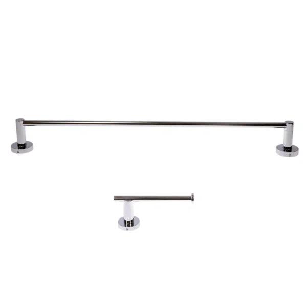 Italia Venezia 2-Piece Polished Chrome Bathroom Hardware Set - 24 in. Towel Bar & Toilet Paper Holder