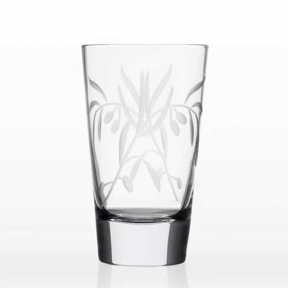 Rolf Glass Olive Branch Clear 15.5 oz. Highball Glass Set of 4 - Diamond-Wheel Engraved