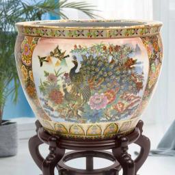 Unbranded Oriental Furniture 12 in. Famille Rose Porcelain Fishbowl with Hand-Painted Satsuma Design thumbnail 7