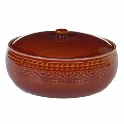 Certified International Aztec 88 oz. Stoneware Bean Pot with Lid, Multi-Colored thumbnail 1