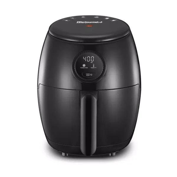 Maximatic Elite Gourmet 2 Qt. Digital Air Fryer, 1000W Compact Convection Fryer, Black