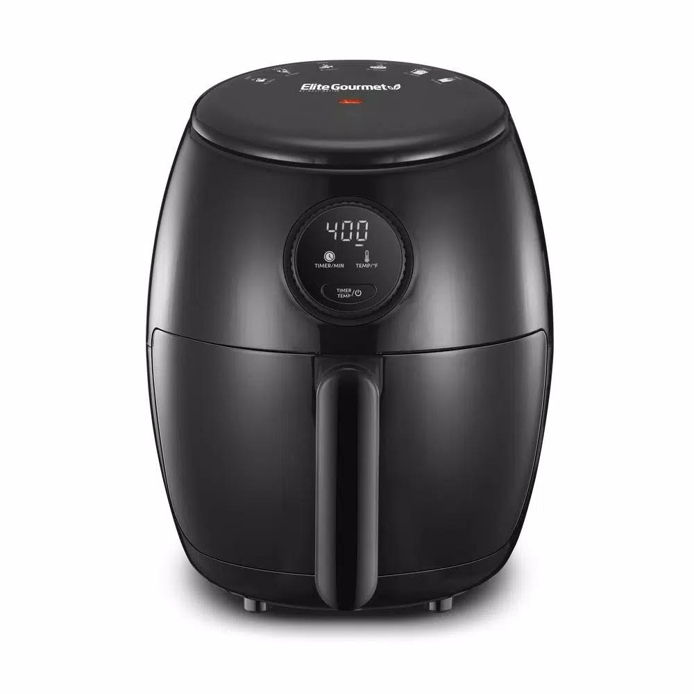 Maximatic Elite Gourmet 2 Qt. Digital Air Fryer, 1000W Compact Convection Fryer, Black