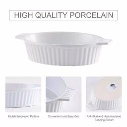 MALACASA 2-Piece White Oval Porcelain Bakeware Set, 12.75 in. and 14.5 in. Ceramic Baking Dishes thumbnail 6