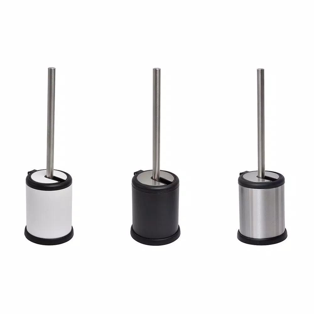 Unbranded Stainless Steel Toilet Bowl Brush Holder with Hinged Folding Lid - Chrome