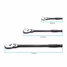Capri Tools 3-Piece Low Profile Flex-Head 72-Tooth Ratchet Set (1/4 in., 3/8 in., 1/2 in. Drive) thumbnail 2