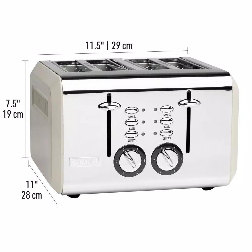 Haden Cotswold 4-Slice Wide Slot Retro Toaster, 1500W, Putty