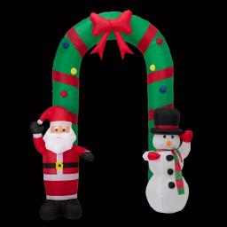 Glitzhome 8 ft. Inflatable Santa and Snowman Christmas Gate Arch with LED Lights thumbnail 1