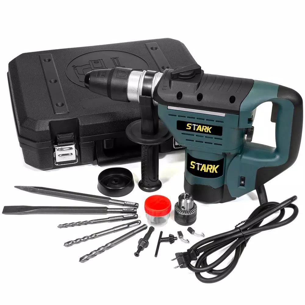 Stark 8.3 Amp 1/2 in. SDS-Plus Corded Rotary Hammer Drill Kit with Chisel Bit Set