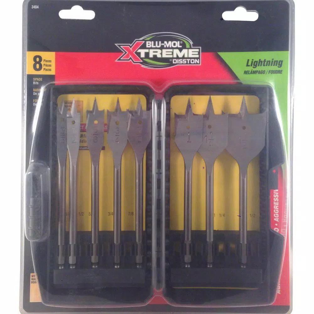 BLU-MOL Xtreme 8-Piece Spade Bit Set, High Speed Steel, 1/4 in. to 1-1/2 in.