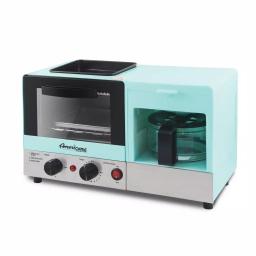 Americana 3-in-1 Breakfast Center - 2-Slice Toaster Oven, 4-Cup Coffee Maker & Griddle, Blue thumbnail 1