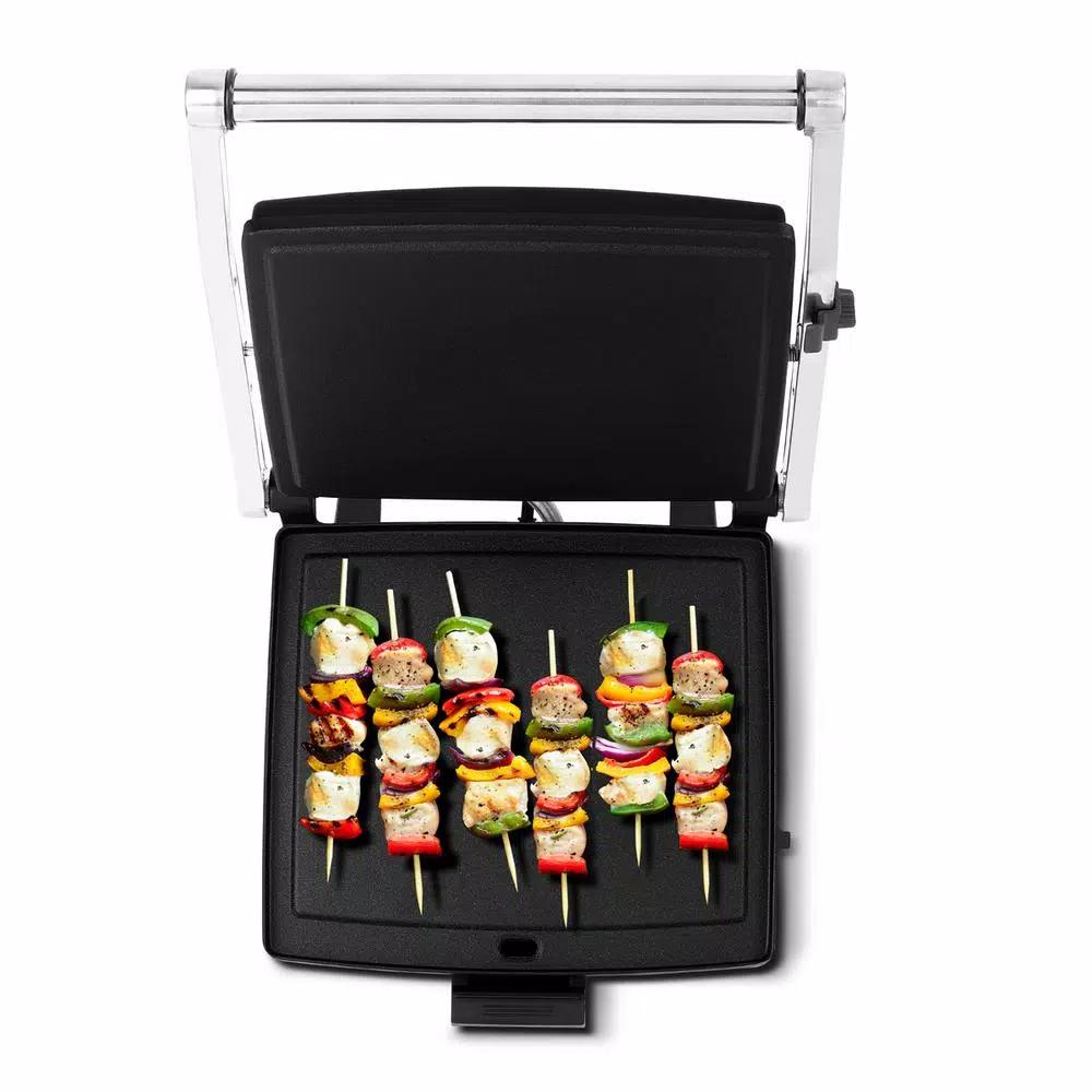 HOLSTEIN HOUSEWARES Holstein 4-Slice Stainless Steel Electric Griddle with Non-Stick Surface, 132 sq. in.