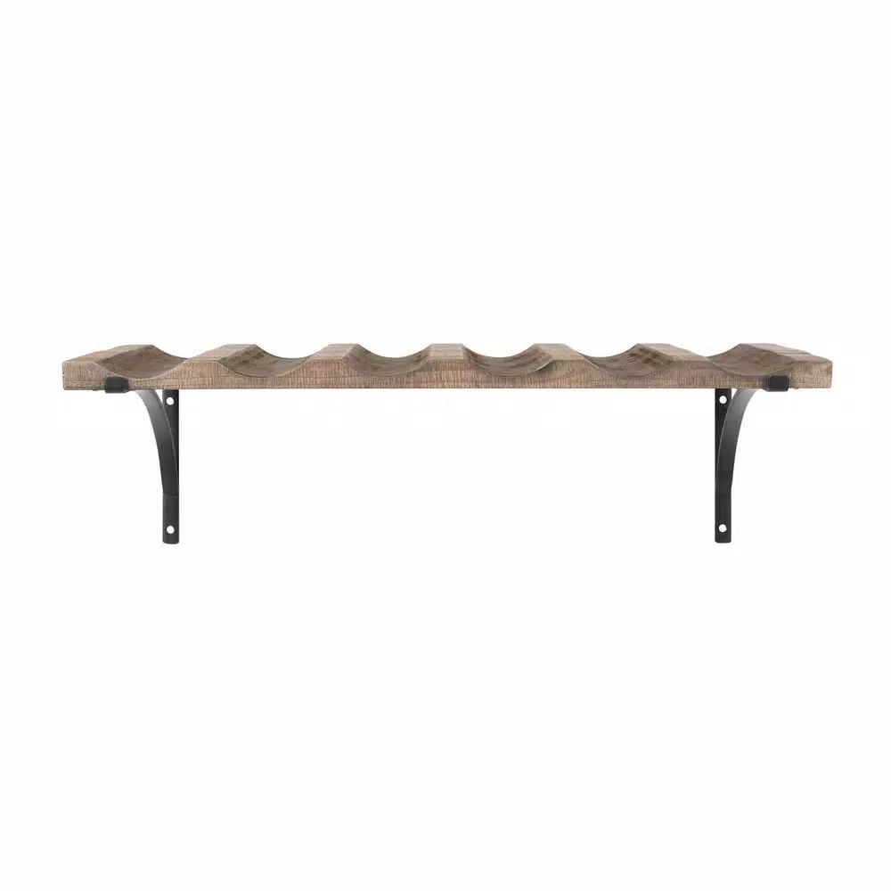 StyleWell 6-Bottle Natural Wood and Metal Wall Mounted Wine Rack