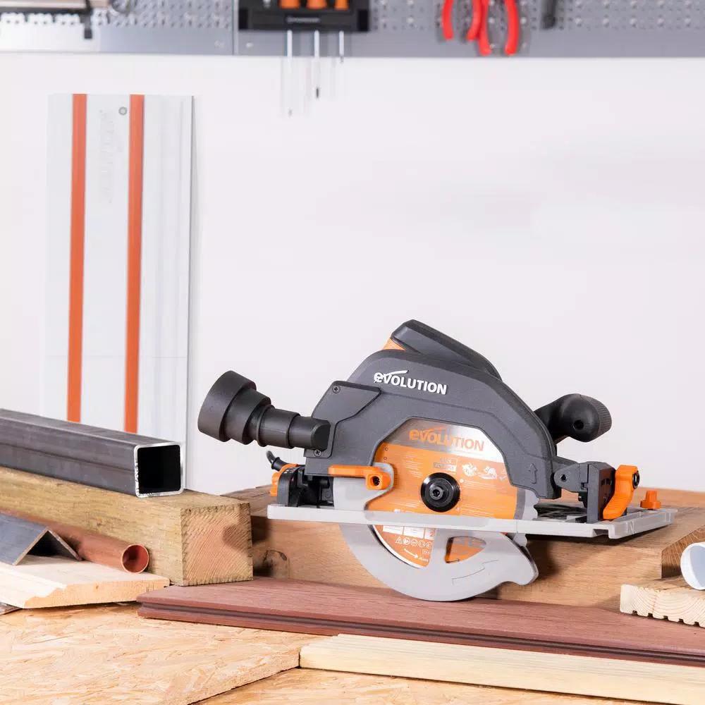 Evolution Power Tools 15 Amp 7-1/4 in. Corded Circular Track Saw Kit with 40 in. Track and Multi-Material Blade