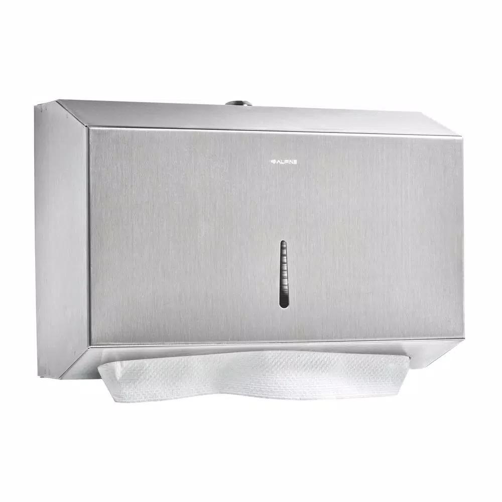 Alpine Industries Stainless Steel Brushed C-Fold and Multi-Fold Paper Towel Dispenser