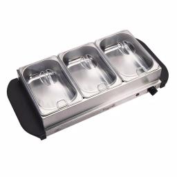 MegaChef 1.5L Stainless Steel Electric Buffet Server and Warming Tray with 3 Removable Crocks thumbnail 2
