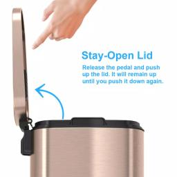 iTouchless SoftStep 13.2 Gallon Rose Gold Stainless Steel Step Trash Can with Odor Control and Removable Inner Bucket thumbnail 5