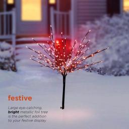 Alpine Corporation 39 in. Silver Metallic Foil Tree Yard Stake with 140 Red LED Lights thumbnail 5