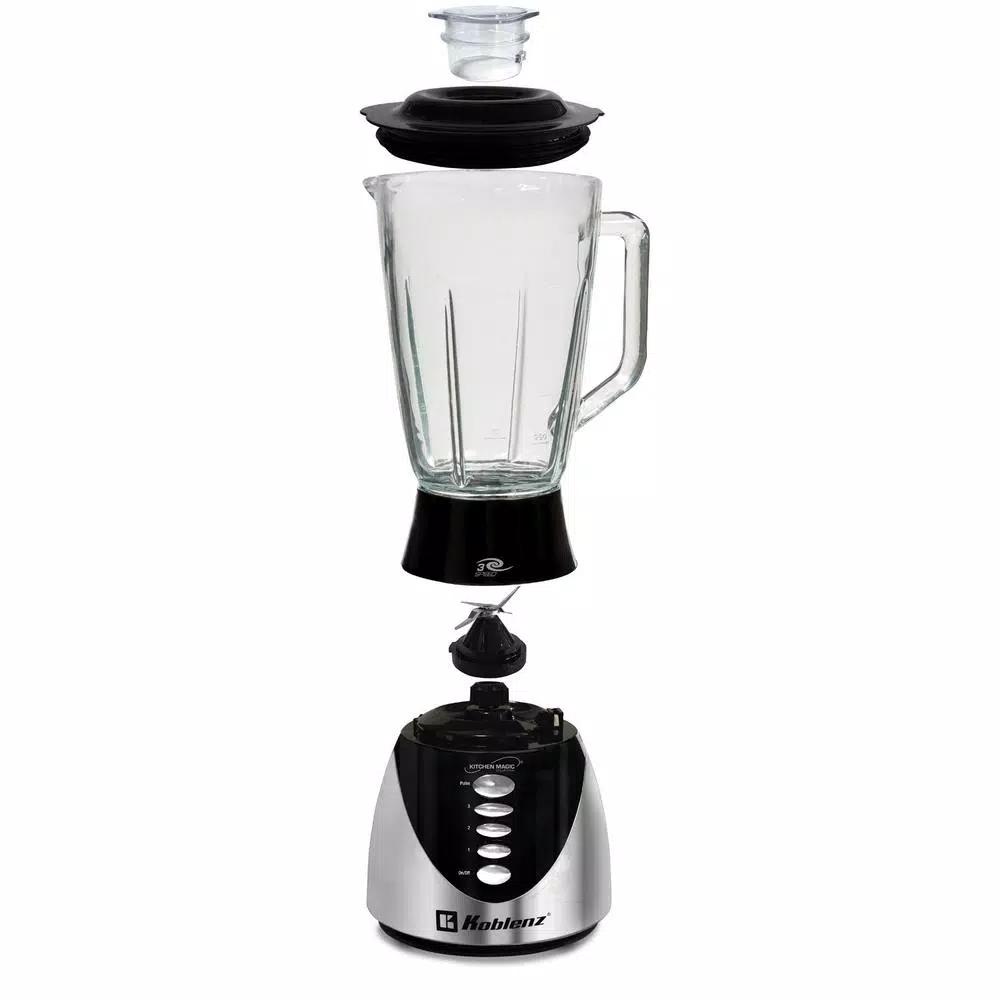 Koblenz Kitchen Magic Collection 50 oz. Glass Jar Blender, 3-Speed & Pulse, 400W, Black