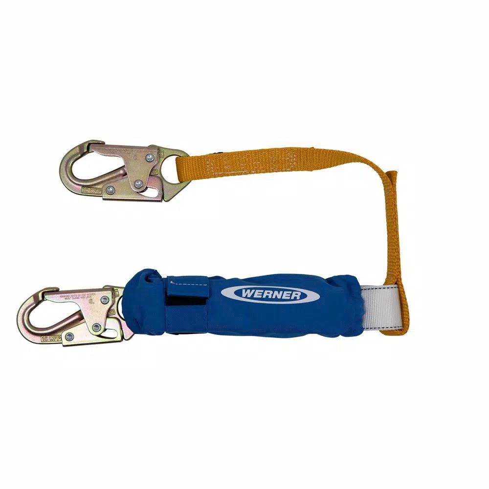 Werner DeCoil 3 ft. Lanyard with DCELL Shock Pack and Double Locking Snap Hooks