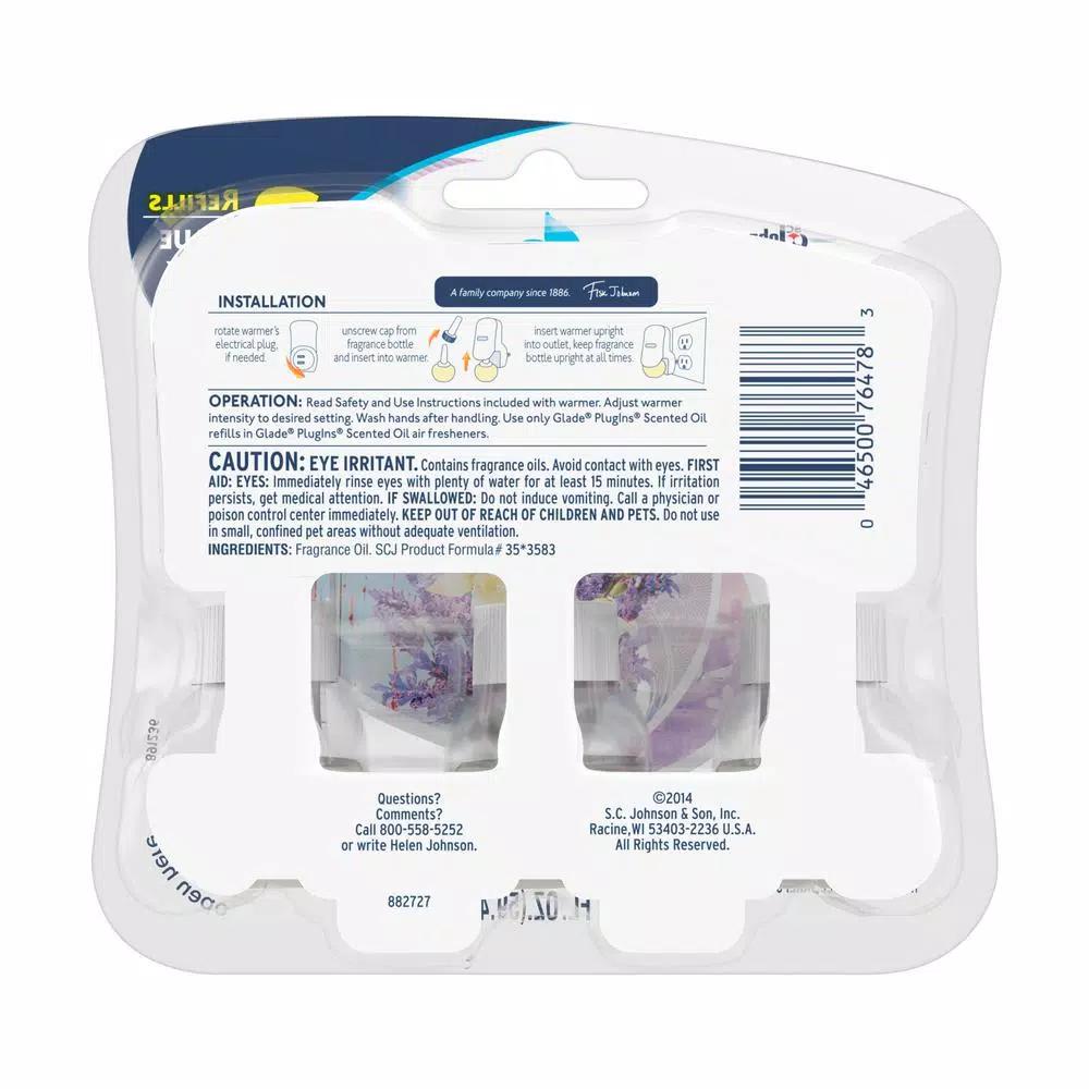 Glade PlugIns Scented Oil Air Freshener Refills, Lavender and Vanilla, 3-Pack