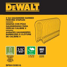 DEWALT 1.5 in. 9-Gauge Galvanized Barbed Paper Tape Fencing Staples, 960 Count thumbnail 2