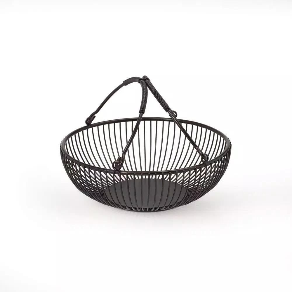 Gourmet Basics by Mikasa Mikasa Gourmet Basics Spindle 2-Tier Fruit Basket with Banana Hook, Wrought Iron