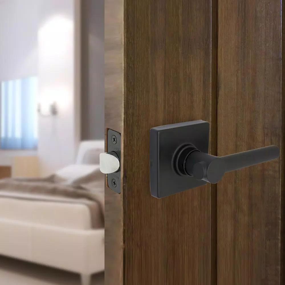 Defiant Highland Matte Black Passage Door Lever with Square Rose