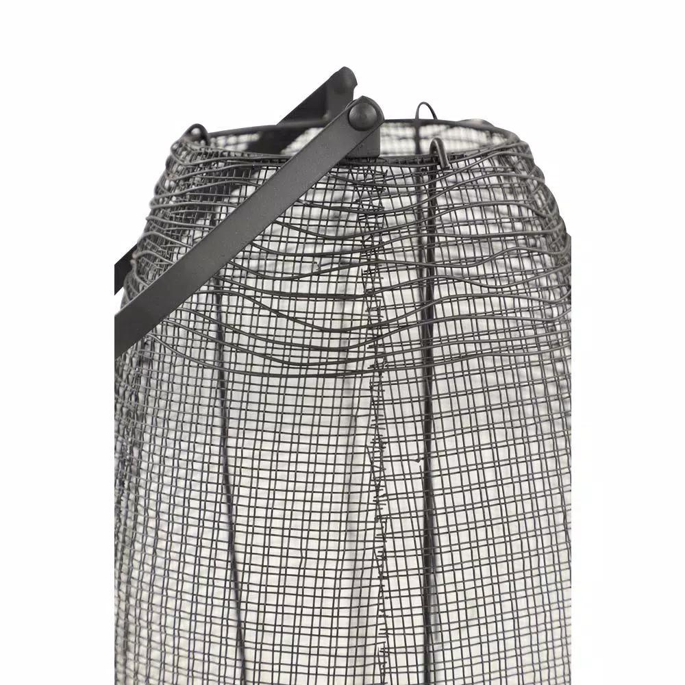 LITTON LANE Large Black Metal Mesh Lantern Candle Holder with Suspended Hurricane Glass